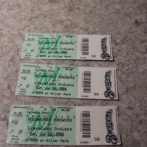 Brewers Vs Indians  6/18/2006 (3 Tickets - Never Used) - Picture 1 of 3