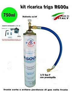 KIT RICARICA FAI DA TE FRIGORIFERO CONGELATORE GAS R600A - Foto 1 di 1