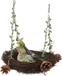 Natural Rattan Nest Small Medium Large Bird Swing for Parrot Parakeet Cockatiel  - Picture 1 of 12
