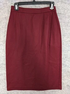 Koret Skirt Womens 8 Maroon Red Merino Wool Lined Straight Pencil Pockets Vtg - Picture 1 of 14