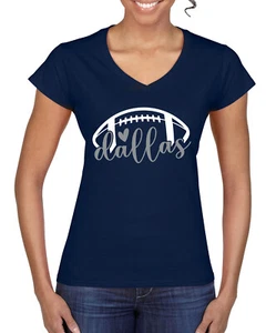 Camiseta Fan de la Ciudad de Dallas Fútbol Americano Corazón de Plata Escribir Guión Mujer Esquina En Muy Muy Vina - Imagen 1 de 2