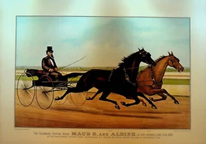 Currier & Ives Calendar Topper 1966 Maud S & Aldine Harness Racing Horses - Picture 1 of 1