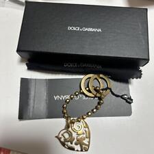 DOLCE & GABBANA  Antique style key chain Bag  charm Gold Heart With Box Unused