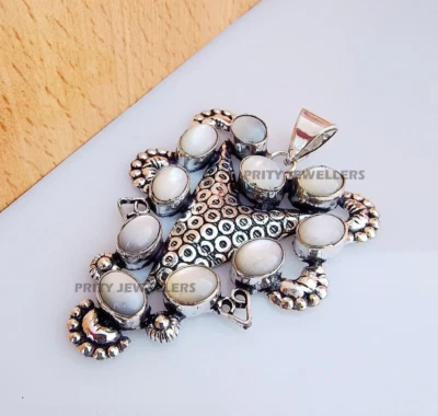 Colgante/Collar Antiguo Hecho a Mano enchapado en Plata 925 Opalita Natural Foto 1 de 4