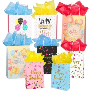 Birthday Gift Bags Handle and Tissues Assorted Sizes Kids Boys Girls 16PCS - Picture 1 of 7