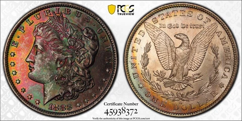 1883-O Morgan Dollar PCGS MS63 Beautiful Vibrant Color Rainbow Toned w/Video Cover