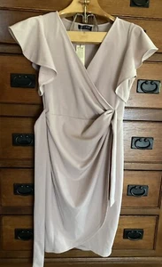 Oten Dress Faux Wrap Sheath Cocktail Career Ruffle Sleeves Sz M NWT - Picture 1 of 18