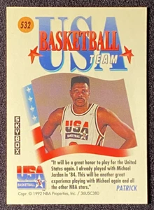 Tarjeta de baloncesto Patrick Ewing 1992 EE. UU. olímpica masculina Dream Team Skybox #532 - Imagen 1 de 2