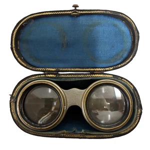 ANTIQUE VICTORIAN FRENCH BRASS OPERA GLASSES/BINOCULARS IN BLACK LEATHER CASE - Bild 1 von 6