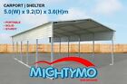 Large Steel Carport Shelter 5.0(w)x9.2(d)x3.5(h)m Double Portable Yard Backyard