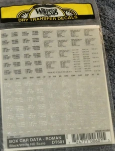 Woodland Scenics DT601 HO-Scale Boxcar Data Roman, Black/White Dry Transfers - Picture 1 of 1