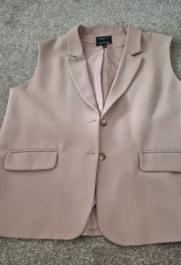 Women's River Island Taupe Sleevless Long Waistcoat Size 18 New - Picture 1 of 4