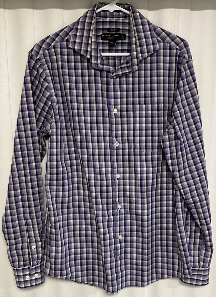 Pronto Uomo Long Sleeve Button Up Shirt Men’s Size 16 (34/35).    4865 - Image 1 of 3