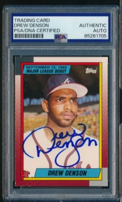 1990 Topps Debut 1989 #30 Drew Denson signed auto PSA/DNA dec'd crisp blue sig - Image 1 of 2