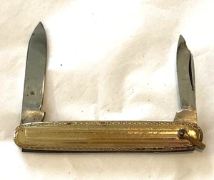 Vintage Imperial Prov R.I. Gold Pocket Folding Knife 2 Blades 2 3/4" Closed - Picture 1 of 2