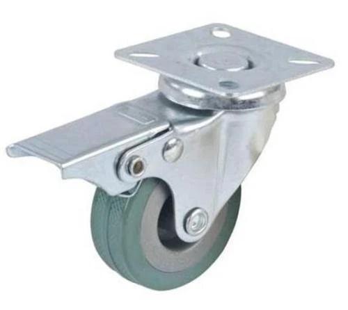 x Ruota Gomma Ricambio Rotella Per Carrello Mobili Staffa Girevole Con Freno moc - Immagine 1 di 1