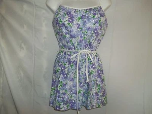 Costume da bagno vintage Lanz taglia 12 increspato floreale viola 2 pezzi cotone - Foto 1 di 3
