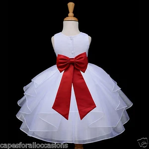 WHITE FLOWER GIRL PAGEANT DRESS 6-12 MONTH 12-18 MONTH 2 2T 3 4 4T 6 8 10 4613t - Picture 1 of 35