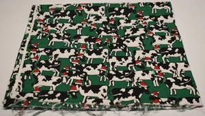 STOFF TRADITIONEN Vintage WEIHNACHTEN KÜHE schwarz weiß grün rot 19" x 44" 0,5 Yard - Bild 1 von 4