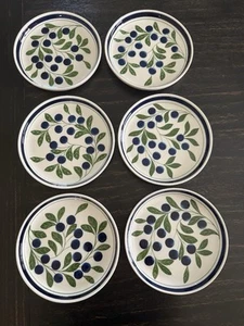 Dansk “Blueberries Berry” Porcelain 8” Side Plates 6 In Lot Green/Blue Preowned - Picture 1 of 16