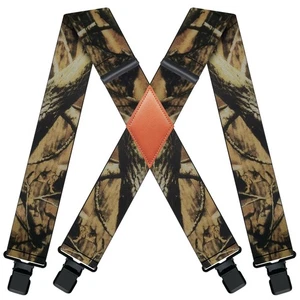 Camo Suspenders for Men Heavy Duty Clips Hunting Skip Work Braces Suspenders ... - Picture 1 of 7