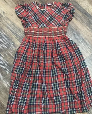 Vestido a Cuadros Colección Edgehill Niñas Talla 6x Navidad Rojo Calado Tartán Foto 1 de 4