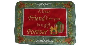 Collections Etc. Embroidered Holiday Pillow Cover Friend Gift Forever Christmas - Picture 1 of 6