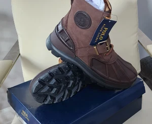 Polo Ralph Lauren Oslo High Duck Buckle Herren 9,5 D Braun Leder Stiefel Schuhe Neu im Karton - Bild 1 von 11