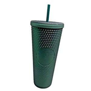 Vaso de viaje Starbucks Venti 24 fl oz verde círculo sirena con púas con paja NUEVO - Imagen 1 de 14