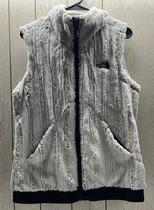 The North Face Full Zip Furlander Gray Faux Fur Vest w/ Hood Women's Size M - Picture 1 of 10