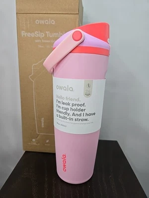 Бутылка для воды Owala FreeSip Sway из нержавеющей стали / 30 унций / цвет: торт с едой Angel - Изображение 1 из 4