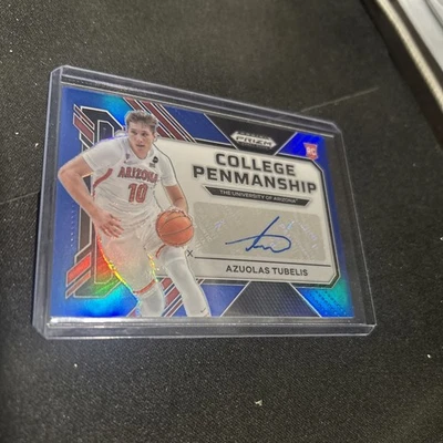 2023-24 PRIZM DRAFT COLLEGE PENMANSHIP BLUE AZUOLAS TUBELIS RC AUTO /125 ARIZONA - Image 1 of 2
