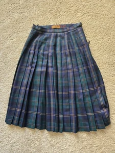 Falda envolvente de lana plisada Westaway para mujer 12 verde tartán a cuadros - Imagen 1 de 8