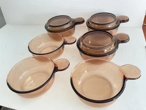 Corning Ware Vision 6 Grab Its V-150-B 15 oz W/ 3 Lids Amber Heat N Eat - Picture 1 of 6
