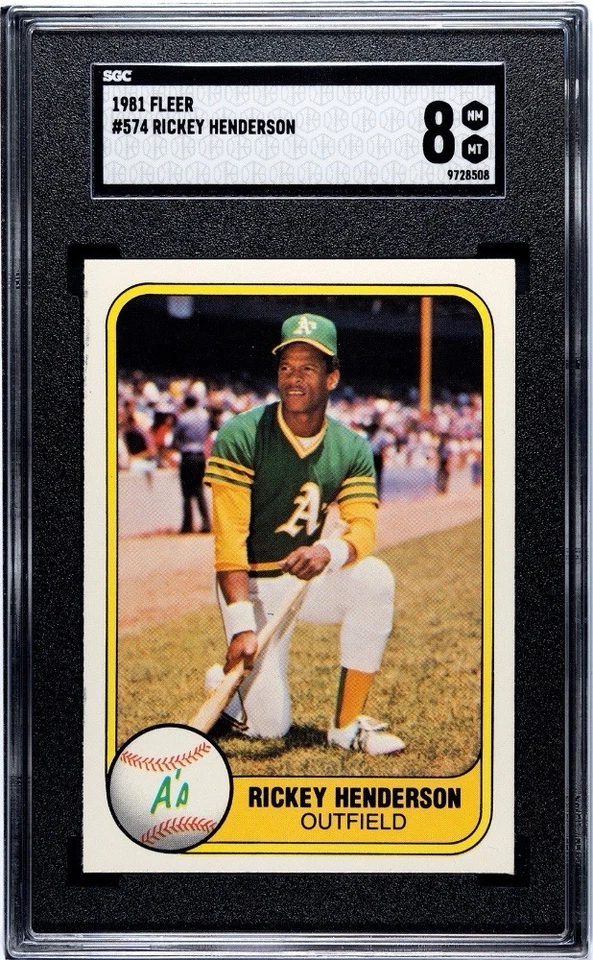 1981 Fleer Rickey Henderson #351 SGC 8 NM MT MLB HOF MLB Oakland Athletics - Image 1 of 4
