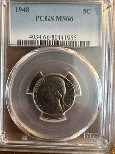1948 Jefferson Nickel, PCGS MS-66, Nicely Toned - Picture 1 of 7