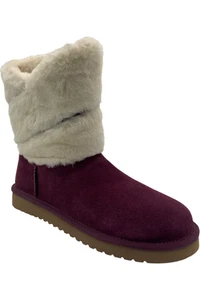 Koolaburra by UGG Suede Faux Fur Short Boots Dezi Plum - Picture 1 of 3