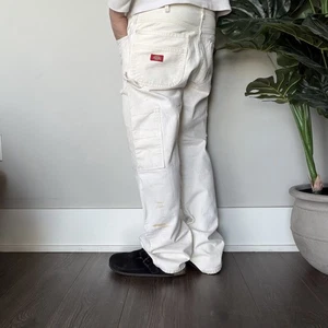 Vintage Dickies Double Knee Painter Pants White 34x30 Distressed Y2K Workwear - Bild 1 von 10