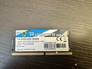 G.SKILL Ripjaws 16GB PC4-25600 (DDR4-3200) SO-DIMM Memory 3200C22S-16GRS - Picture 1 of 2