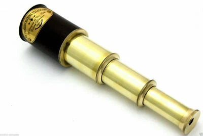 Lote de 10 Estilo Telescopio Latón Empuñadura de Cuero y Estuche Antiguo Espía Marítima Foto 1 de 3