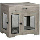 PawHut Modern Pet Crate End Table w/ Double Doors, Drawer, for Medium Dogs