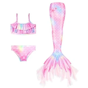 Kids Mermaid Tail Swimsuit Set – Wearable Swim Costume with Monofin - Picture 1 of 9