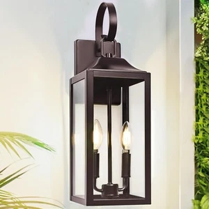 Yolsunes Oil Rubbed Bronze Dusk to Dawn Outdoor Wall Lighting, 19" Large Outside - Picture 1 of 16