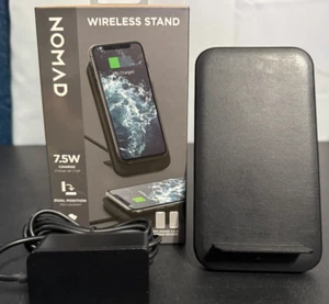 Nomad Wireless Charging Stand - 7.5W - Black - Leather - iPhone / Samsung - Zdjęcie 1 z 3