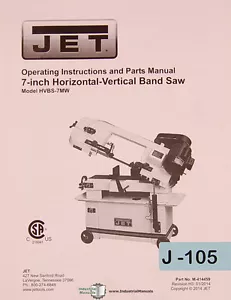 Jet HVBS-7 MW, 7" seghetto a nastro verticale orizzontale, manuale operazioni e parti 2014 - Foto 1 di 2
