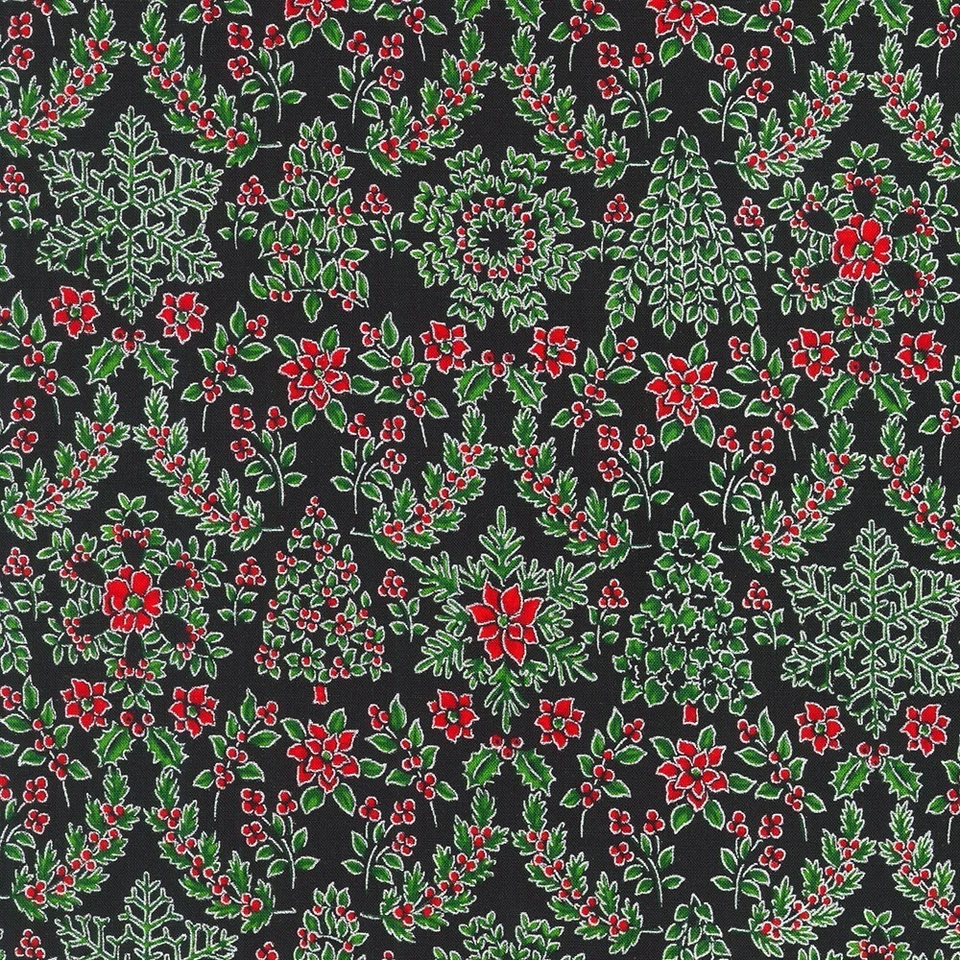 ROBERT KAUFMAN RK ~ 100% Cotton ~ Holiday Flourish ~ SRKM-21601-181 ~ per 1/2 Yard