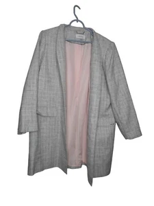 NWOT Calvin Klein Open Front Topper Jacket Size 16W Long Blazer Grey Check Lined - Picture 1 of 7
