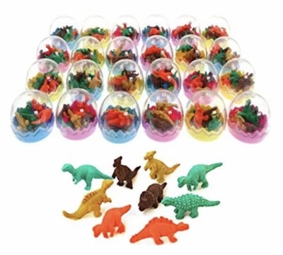 Dinosaur Eggs with 7 Mini Erasers Novelty 24 Pack Party Favours Gift Toy Figures - Image 1 of 4