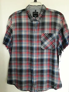 CALVIN KLEIN Men's Shirt Button Up Casual Plaid Gray Size XL NWT Lifestyle - Picture 1 of 3