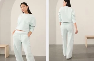 Athleta EASY FLEECE DOLMAN CROPPED CREW NECK SWEATSHIRT, Glacier, Small, NEW - Picture 1 of 4